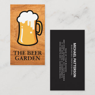 Beer Mug Illustration Wood Background Business Card