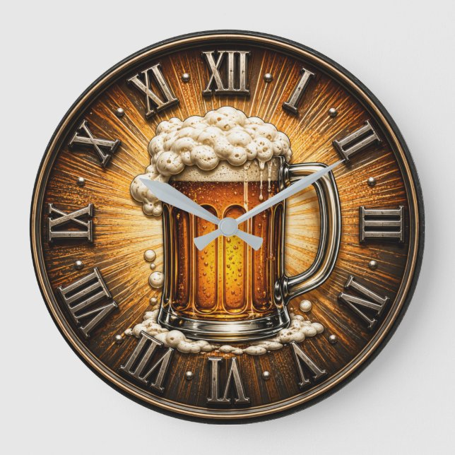 Beer Mug Man Cave Bar Gift Large Clock (Front)