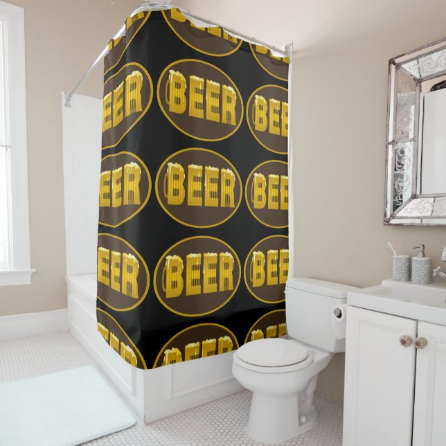 Beer Mug Oval Shower Curtain (In Situ)