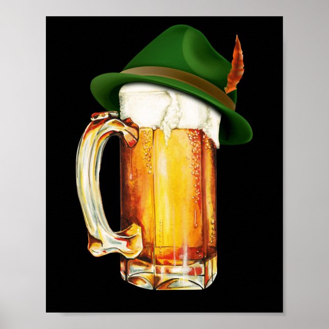 Beer Mug Wearing German Hat Oktoberfest Poster (Front)