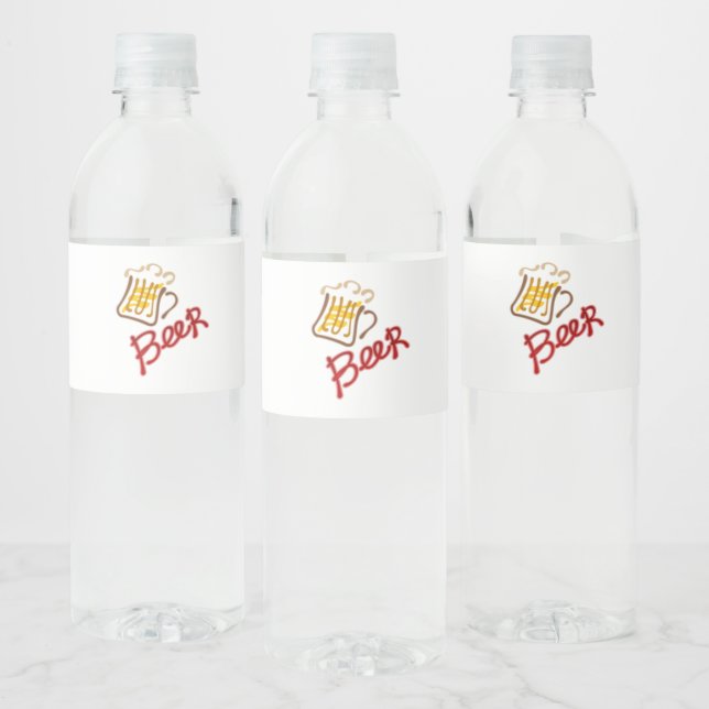 Beer mug with beer and foam water bottle label (Bottles)