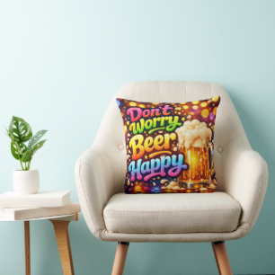 Beer Mug With Neon Rainbow Quote Cushion