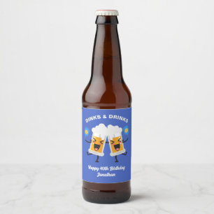 Beer Mugs Playing Pickle, Funny Pickleball Bottle Label