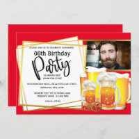 Beer mugs pretzel DIY photo mens birthday red