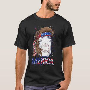 Beer Mullet Merica 4th Of July Drinking Beer Day T-Shirt