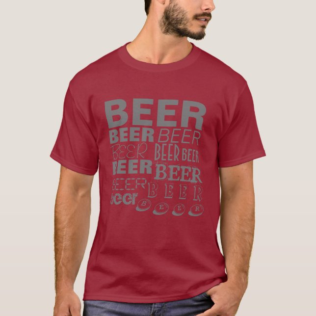 BEER! Multi-Text Grey T-Shirt (Front)