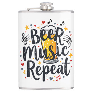 Beer Music Repeat Hip Flask