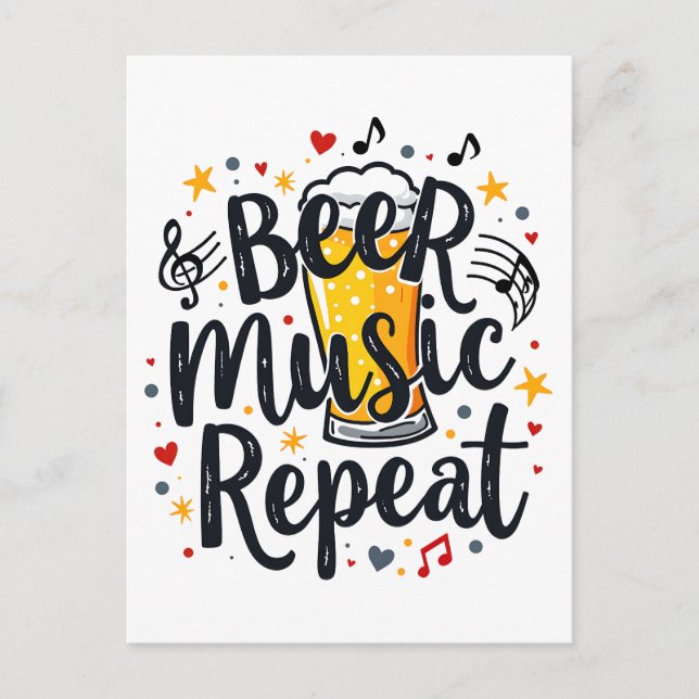 Beer Music Repeat Postcard (Front)