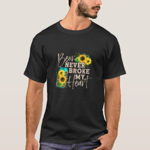 Beer Never Broke My Heart Sunflower Leopard Print  T-Shirt