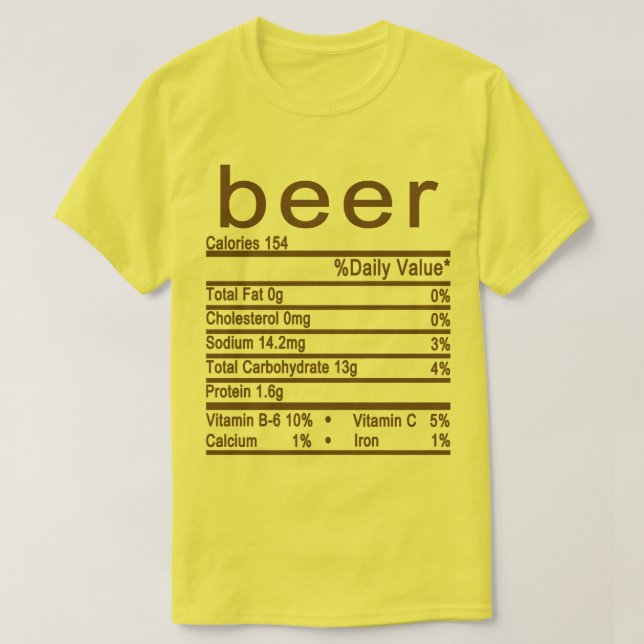 beer Nutrition Facts label T-Shirt (Design Front)