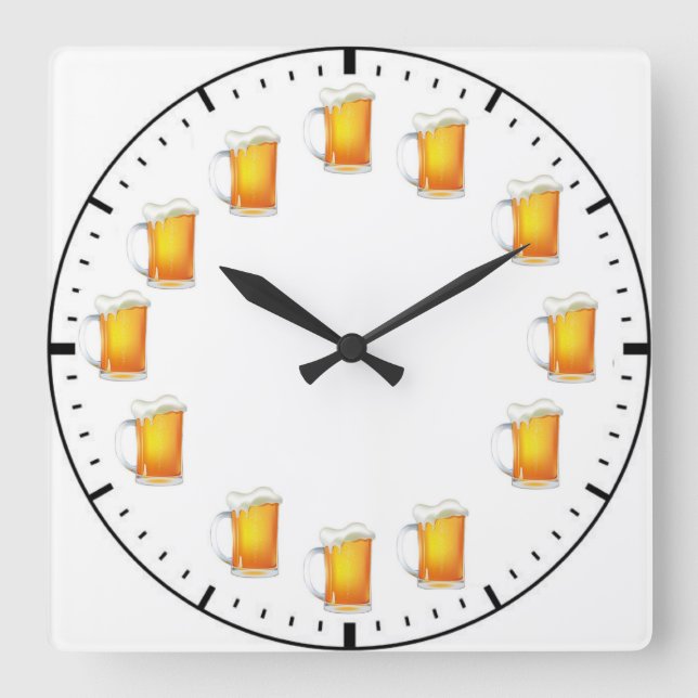 Beer-O-Clock Square Wall Clock (Front)
