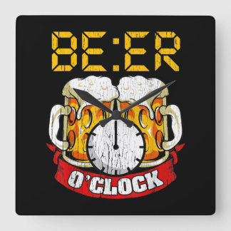 Beer O'clock Funny Drinking Adult Humour Square Wall Clock