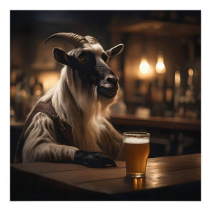 Beer Oclock Goat, Photo Print
