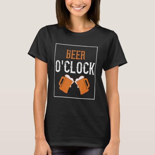 Beer O'clock  Saint St Patrick's Day Drinking Beer T-Shirt (Front)