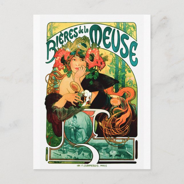 Beer of the Meuse Alphonse Mucha Fine Art Postcard (Front)