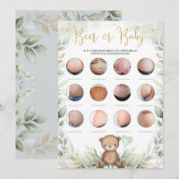 Beer or Baby Belly Teddy Bear Greenery Shower Game