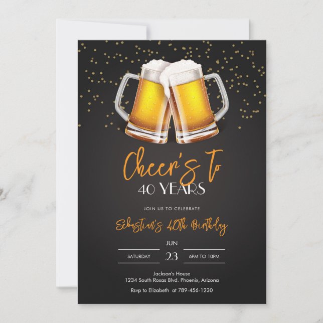 Beer Party Celebration Birthday Invitation (Front)