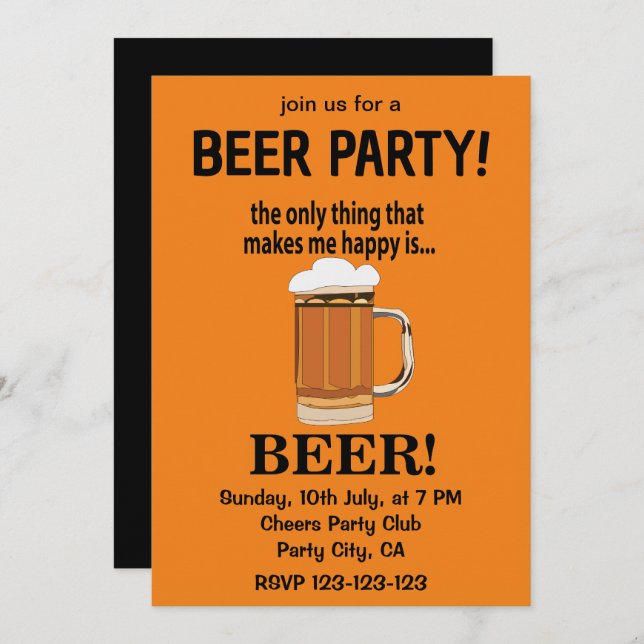 Beer Party Drinking Beer Invitation (Front/Back)