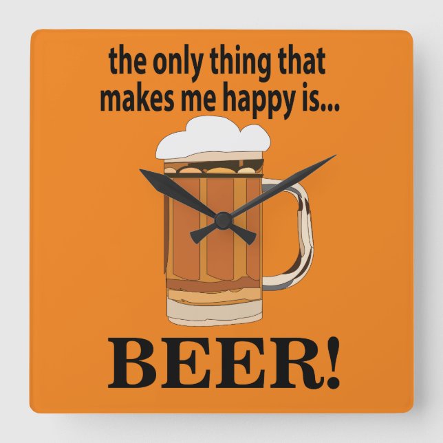 Beer Party Drinking Beer Square Wall Clock (Front)