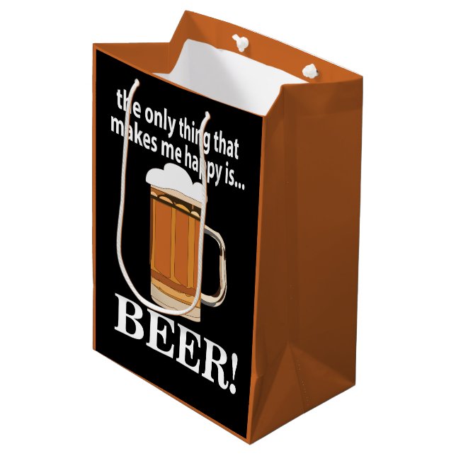Beer Party Drinking Funny Beer Medium Gift Bag (Front Angled)