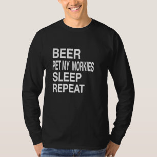 Beer Pet Morkies Sleep Repeat White L Dog  Love T-Shirt