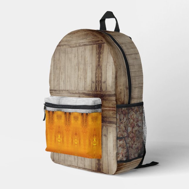 Beer Pint Amber and Bar with Nuts Printed Backpack (Back Corner Right)