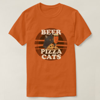 Beer Pizza Cats– Cool Cat Lover Retro Sunset Graph T-Shirt