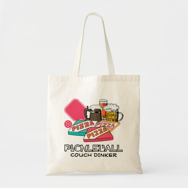 Beer Pizza Couch Dinker PICKLEBALL Tote Bag (Front)