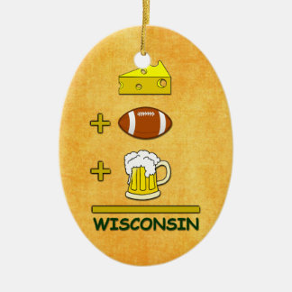 Beer plus Football plus Cheese Equals Wisconsin Ceramic Tree Decoration