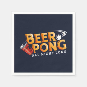 Beer Pong All Night Long Summer Party  Napkin
