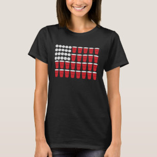 Beer Pong American Flag 4th of July St Patricks T-Shirt