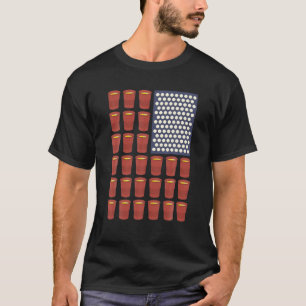 Beer Pong Balls Drunk America Flag 4Th July Drinki T-Shirt