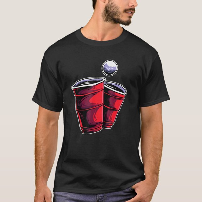 Beer Pong Beirut Drinking Game Ping Pong Ball Beer T-Shirt (Front)
