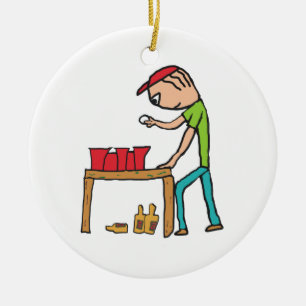 Beer Pong Ceramic Tree Decoration