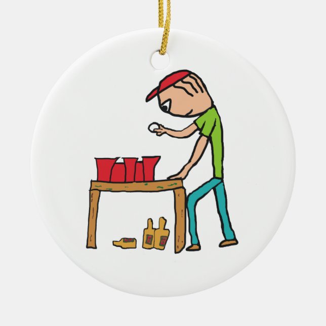Beer Pong Ceramic Tree Decoration (Front)