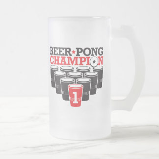Beer Pong Champion Frosted Glass Beer Mug