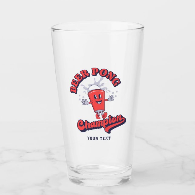 Beer Pong Champion Funny Drinking Game Glass (Front)