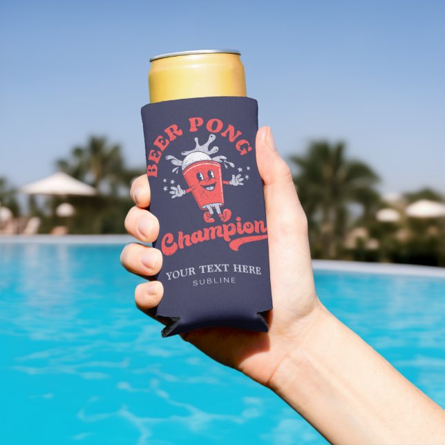 Beer Pong Champion Funny Drinking Game Seltzer Can Cooler (In Situ Pool)