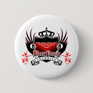 beer pong champion royal crest 6 cm round badge