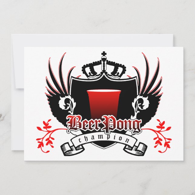 beer pong champion royal crest invitation (Front)