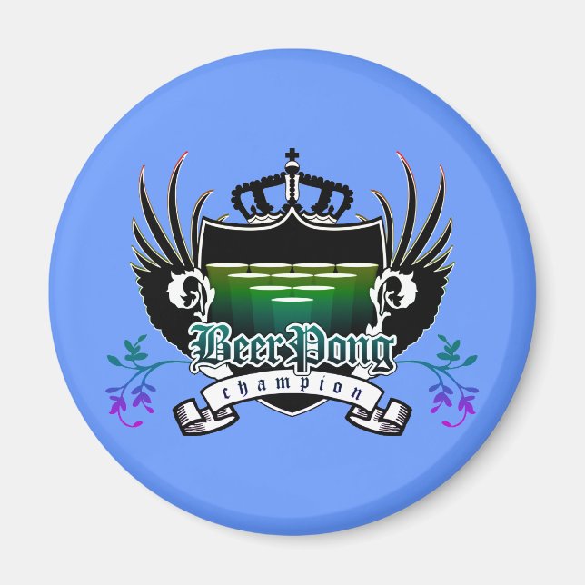 beer pong champion royal crest magnet (Front)
