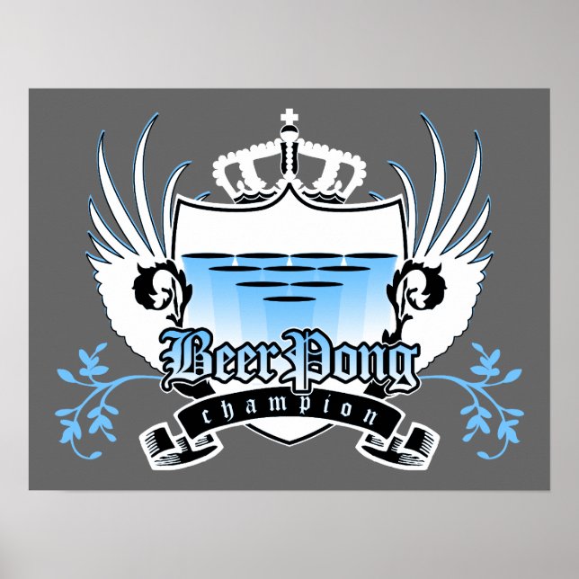 beer pong champion royal crest poster (Front)