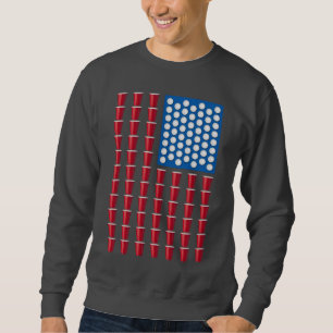 Beer Pong Drinking Game American Flag Sweatshirt