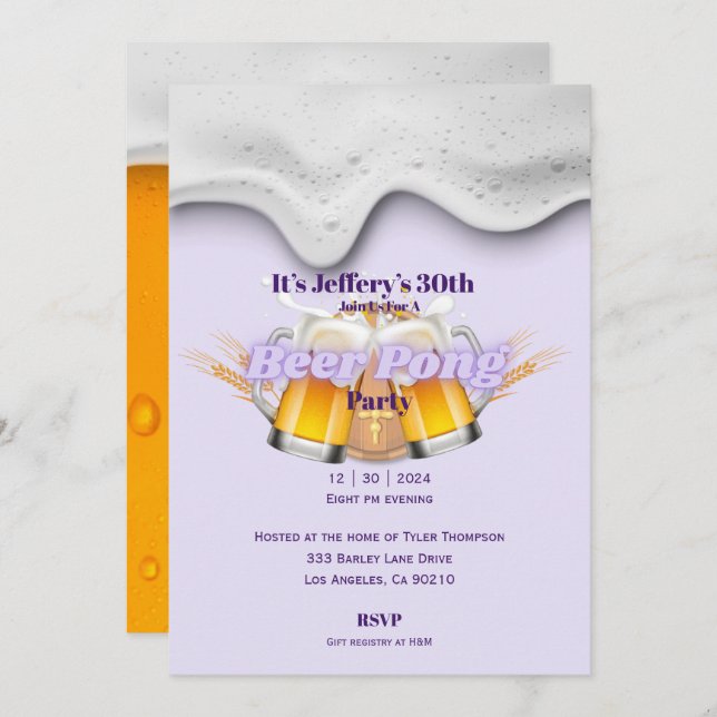 Beer pong Invitation (Front/Back)