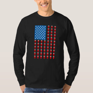 Beer Pong Red Cup American Flag Usa 4th Of July T-Shirt