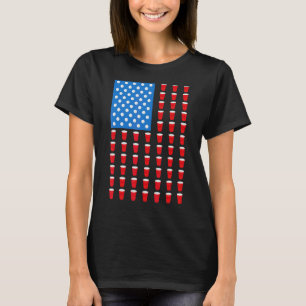 Beer Pong Red Cup American Flag Usa 4th Of July T-Shirt