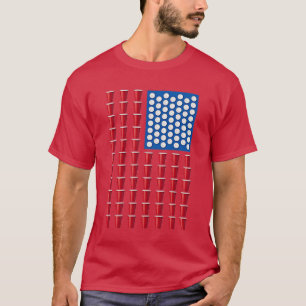 Beer Pong Red Solo Cup American Flag USA Women Men T-Shirt