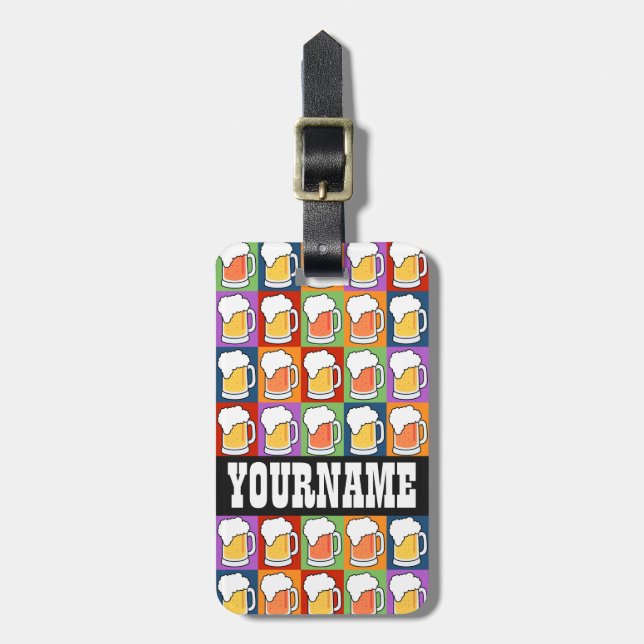 BEER Pop Art custom luggage tag (Front Vertical)