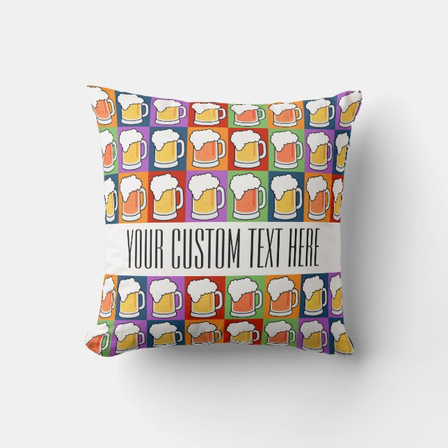 BEER Pop Art custom throw pillow (Front)
