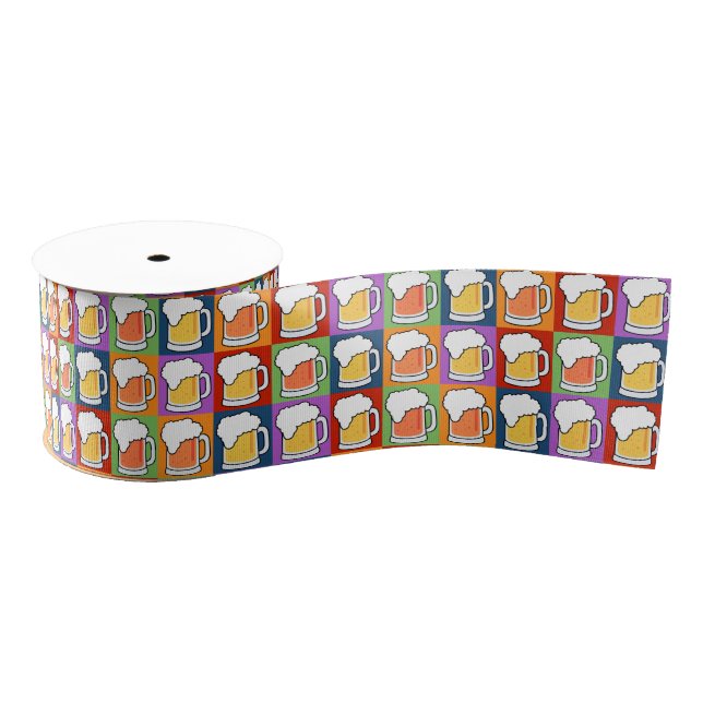 BEER Pop Art gift ribbon Grosgrain Ribbon (Spool)